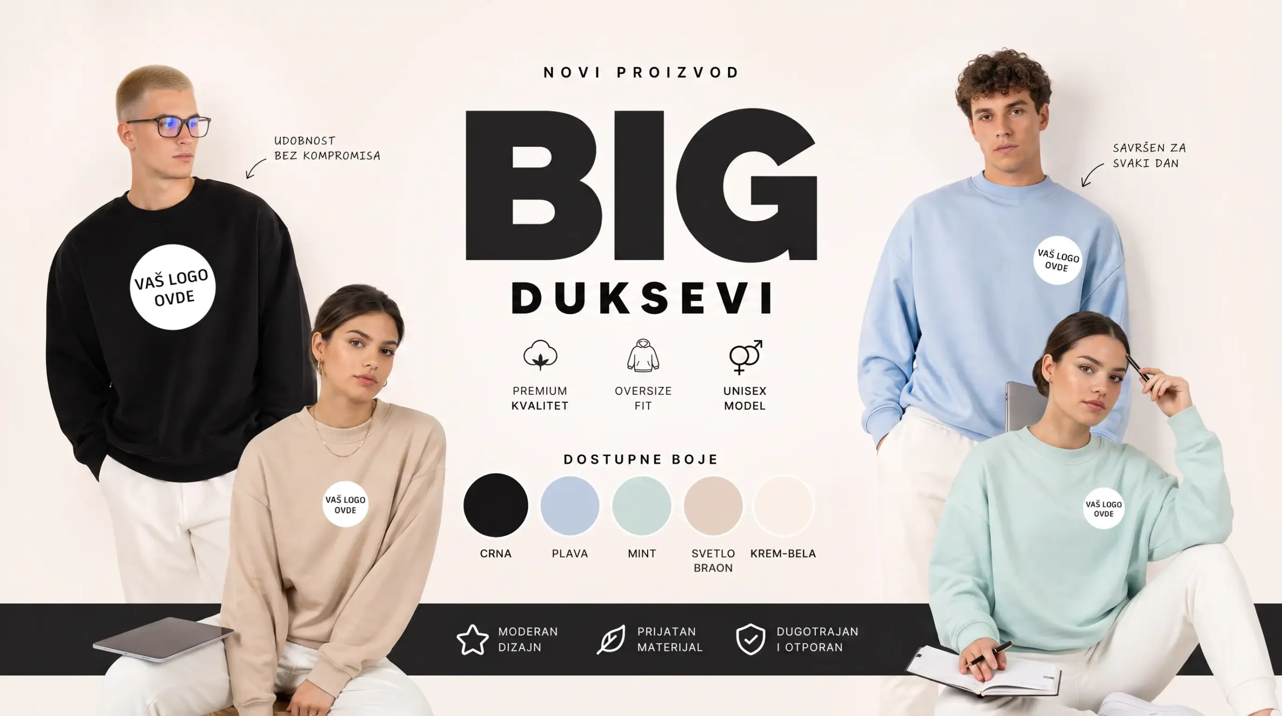 siroki big duksevi sa vezom stampom